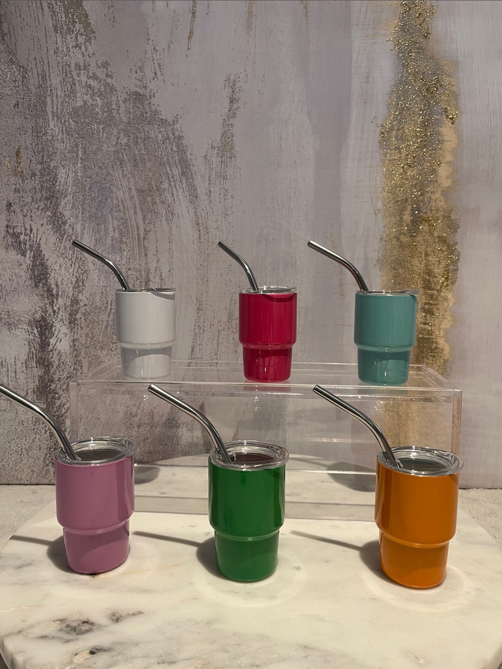 Colorful Stainless Steel Mate Cups Set - Pink, Green, Orange, Teal, Red, White